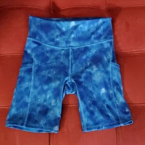 All in Motion Biker Shorts Tye Dye Blue & White